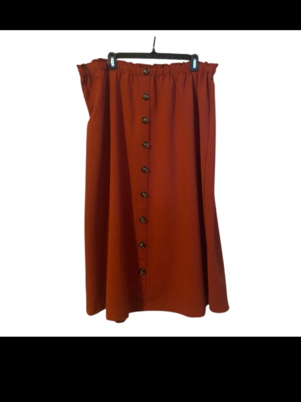 Rust Button-Front Midi Skirt